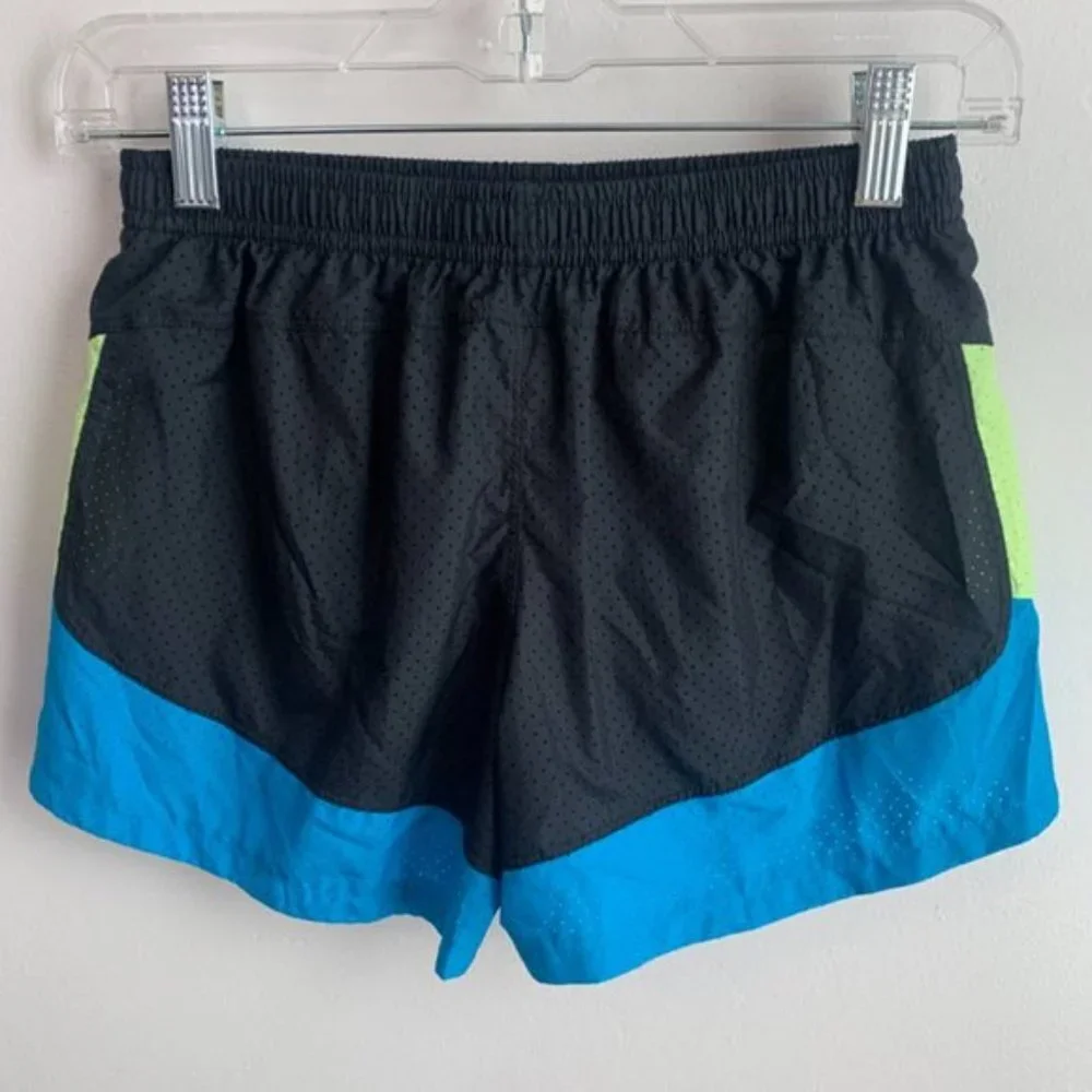 Adidas Black, Green, & Blue Perforated Colorblock Shorts